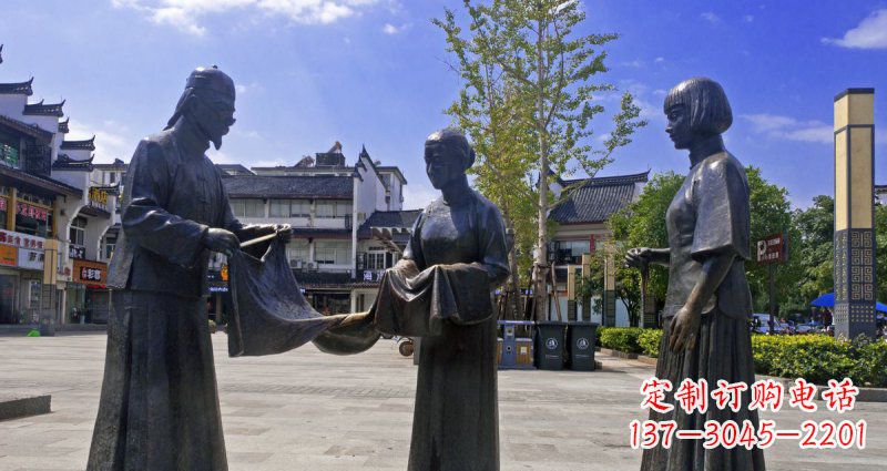 广场裁衣服景观铜雕