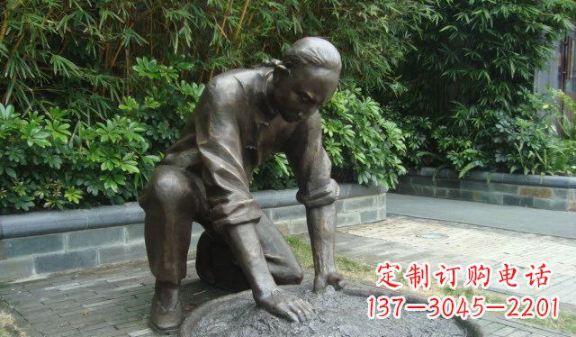 广场采茶小品人物铜雕