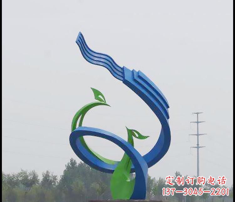 广场彩色不锈钢抽象凤凰雕塑