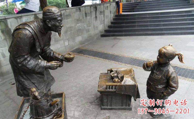 广场吃小吃的小女孩小品铜雕