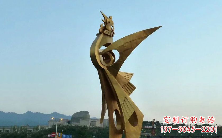 广场抽象不锈钢凤凰雕塑