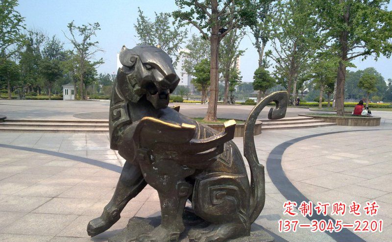 广场抽象飞狮景观铜雕