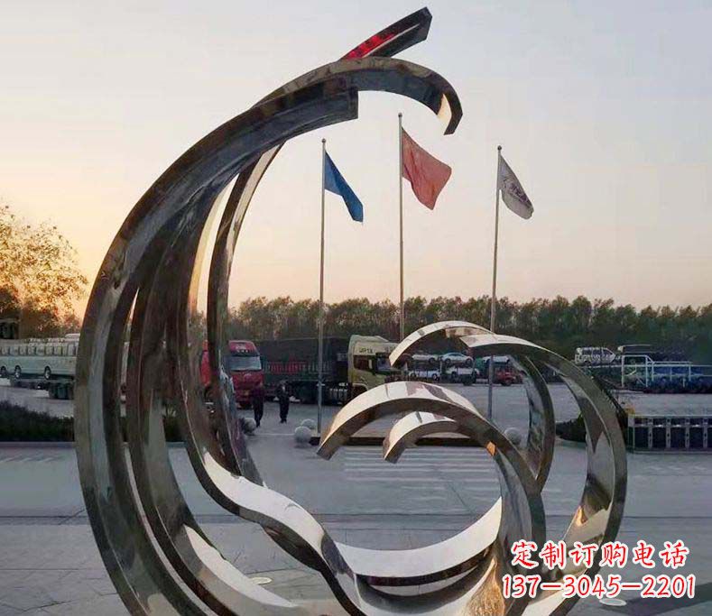 广场抽象海浪不-锈-钢-雕-塑-1