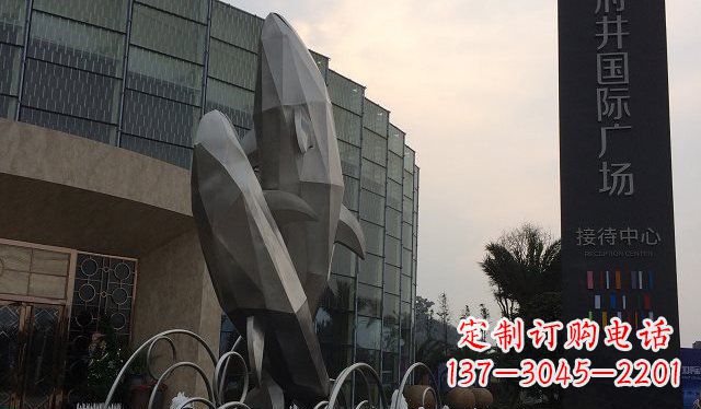 广场抽象海豚不-锈-钢-雕-塑-