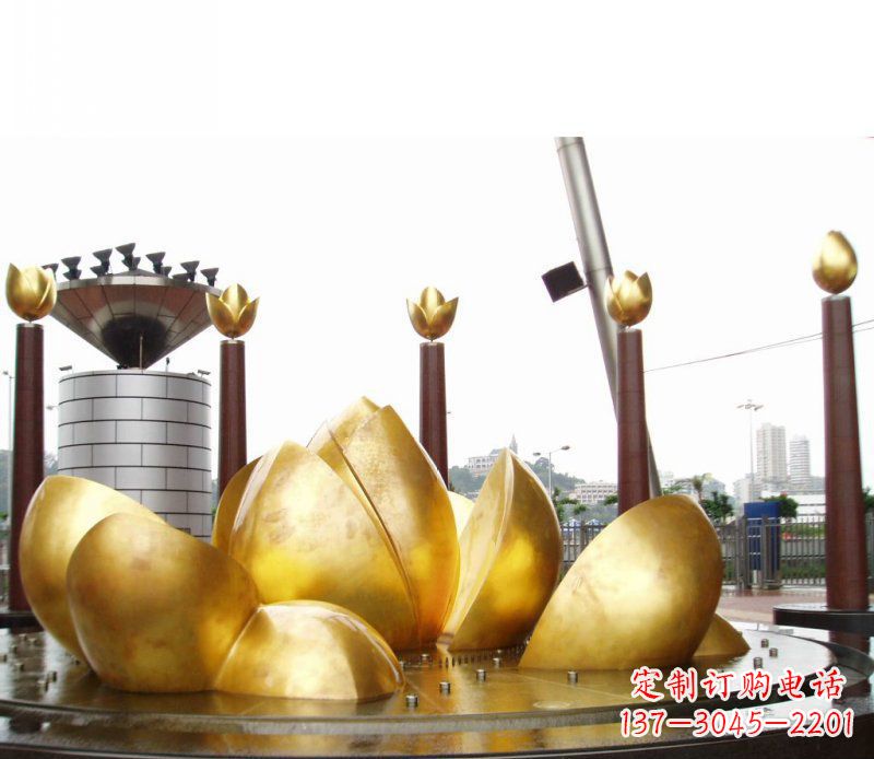 广场抽象莲花景观铜雕