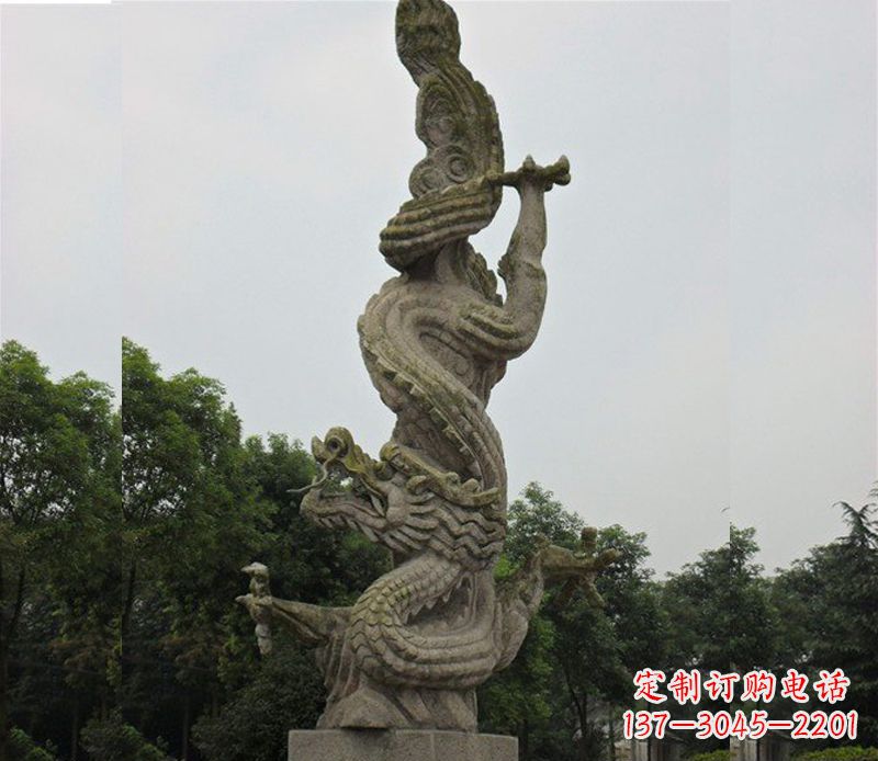 广场大理石龙雕塑