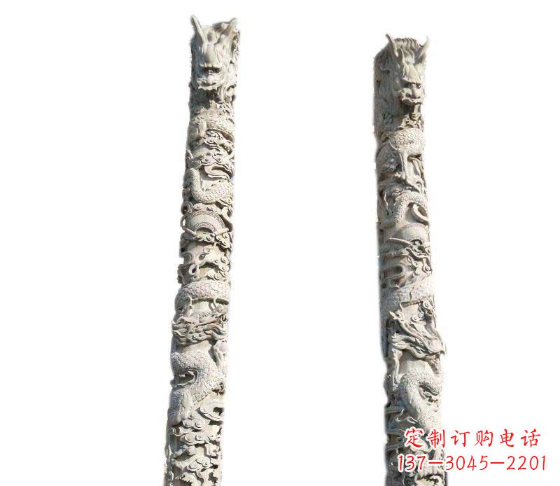广场大理石龙柱景观石雕