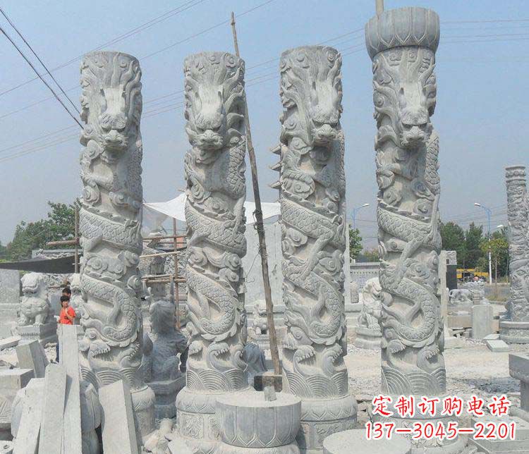 广场大理石盘龙柱景观石雕 (2)