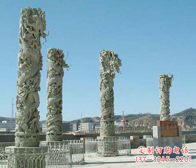 广场大理石盘龙柱景观石雕 (4)