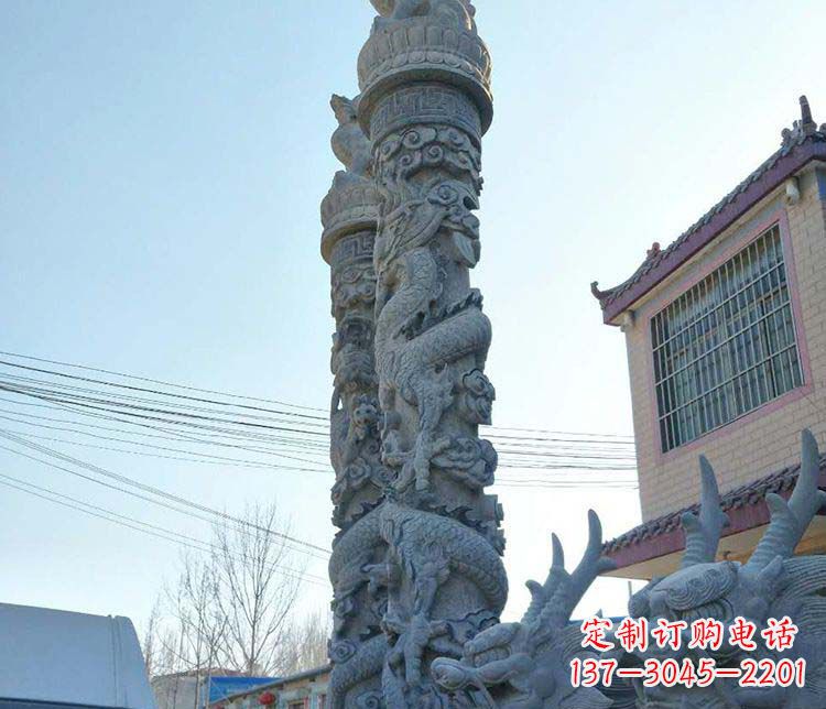 广场大理石盘龙柱景观石雕