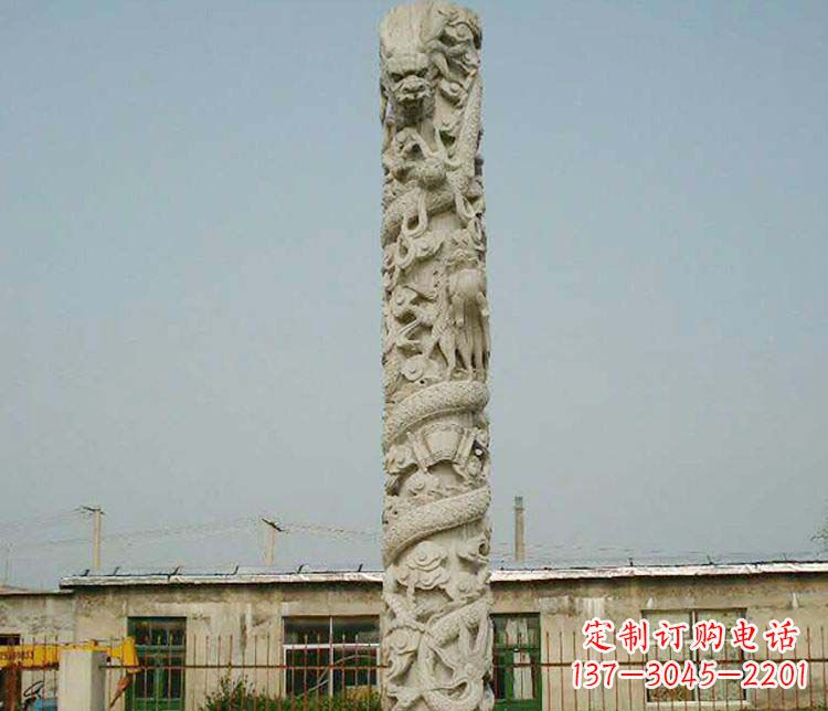 广场大理石盘龙柱景观石雕 (3)