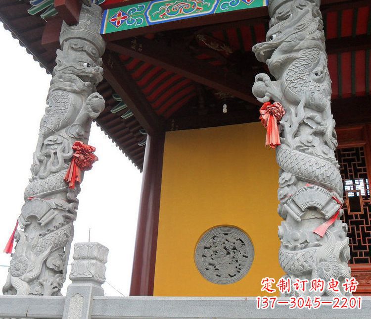 广场大理石盘龙柱景观石雕_2