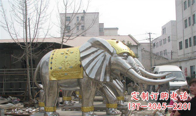 广场大象不-锈-钢-雕-塑-