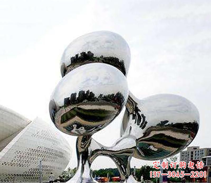 广场大型不锈钢创意抽象球组合雕塑