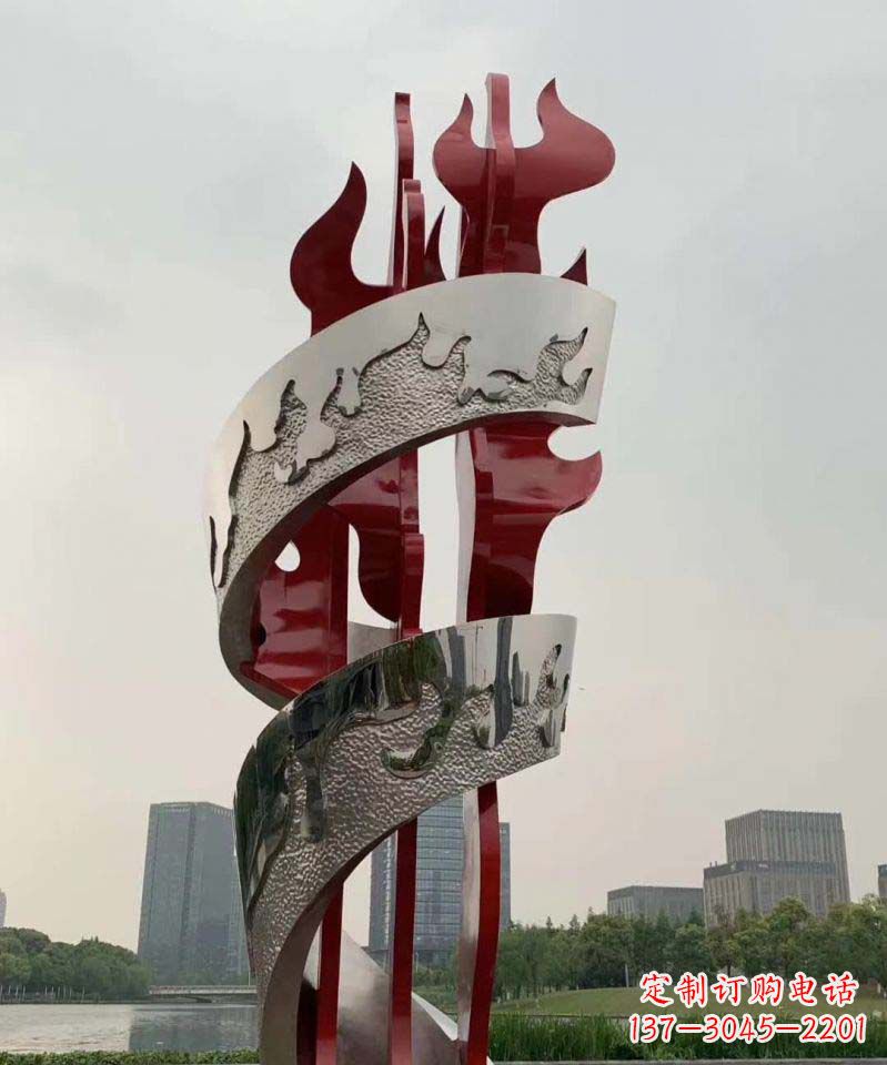 广场大型不锈钢烤漆景观雕塑