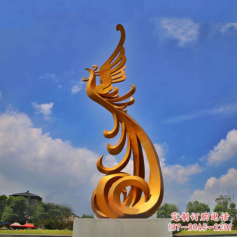 广场大型凤凰不-锈-钢-雕-塑-