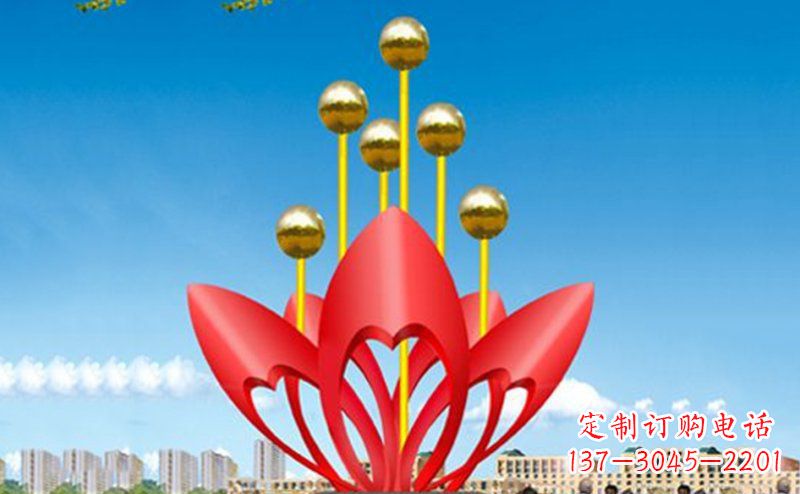 广场大型心花怒放不-锈-钢-雕-塑-