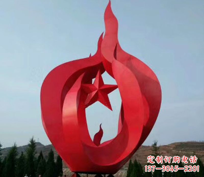 广场党建不锈钢星星之火雕塑