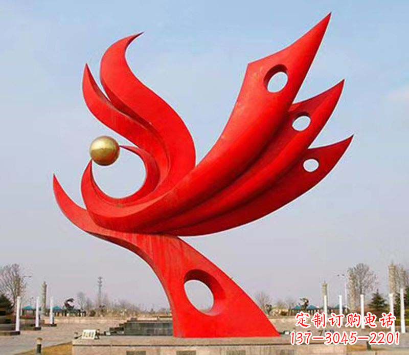 广场凤凰宝地不-锈-钢-雕-塑-
