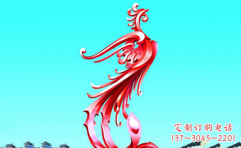 广场凤凰不-锈-钢-雕-塑-