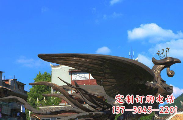 广场凤凰动物铜雕