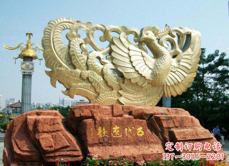 广场凤凰景观铜雕