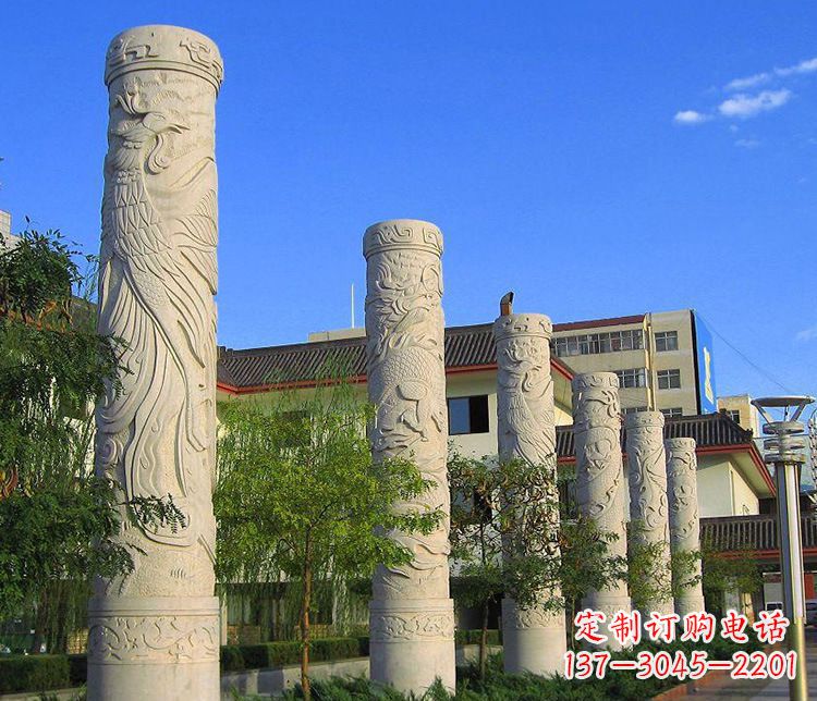 广场凤凰石浮雕龙柱景观石雕