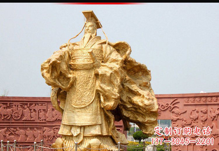广场古代皇帝刘邦铜雕