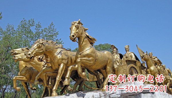 广场古代马车景观铜雕