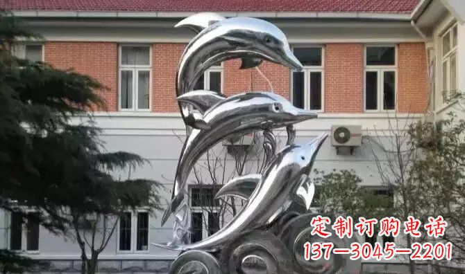 广场海豚不-锈-钢-雕-塑-