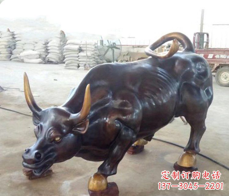 广场华尔街牛玻璃钢仿铜动物雕塑 广场华尔街牛玻璃钢仿铜动物雕塑