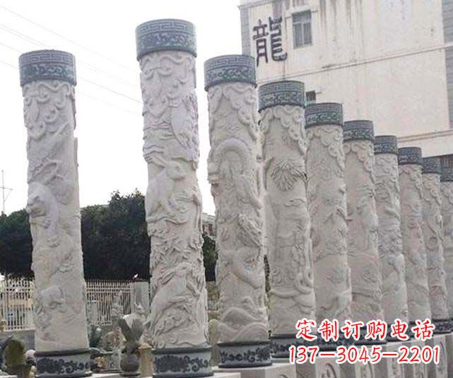广场景观大理石12生肖龙柱石雕