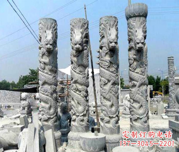 广场景观大理石龙柱石雕 (4)