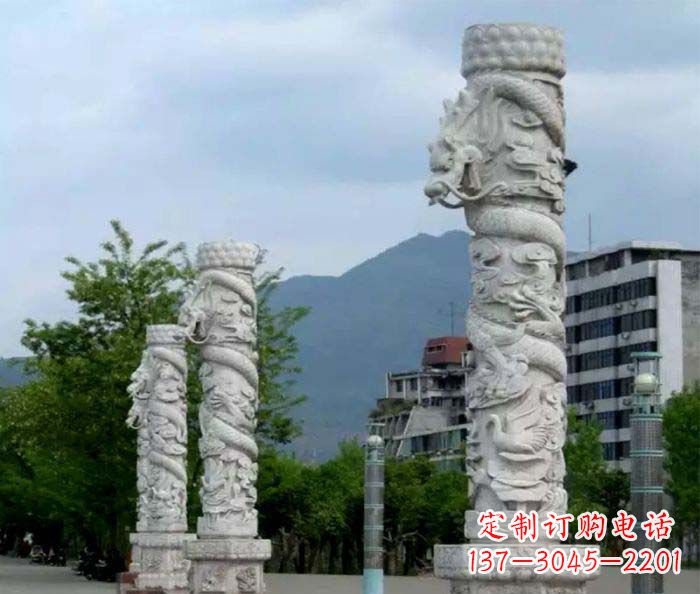 广场景观大理石龙柱石雕 (3)