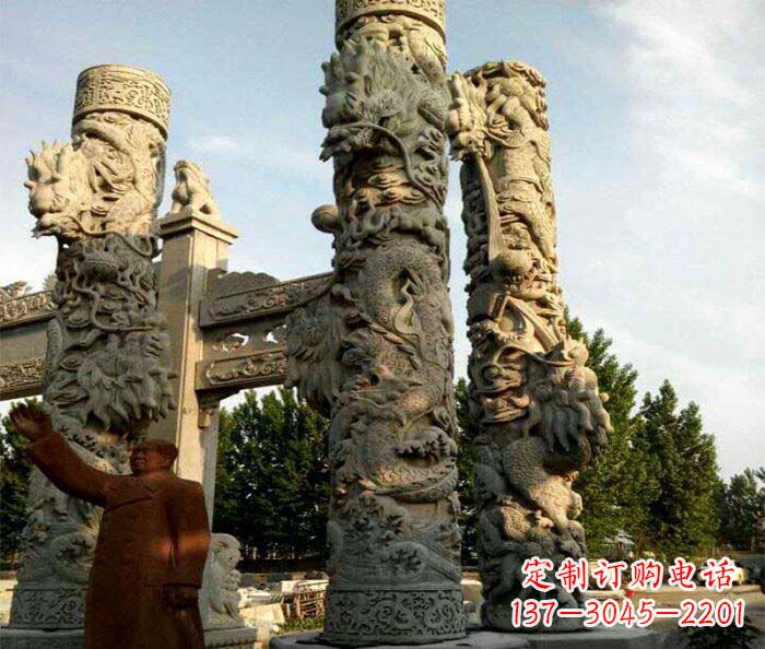 广场景观大理石龙柱石雕