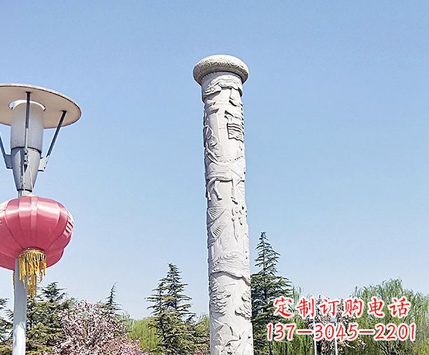 广场景观大理石龙柱石雕 (6)