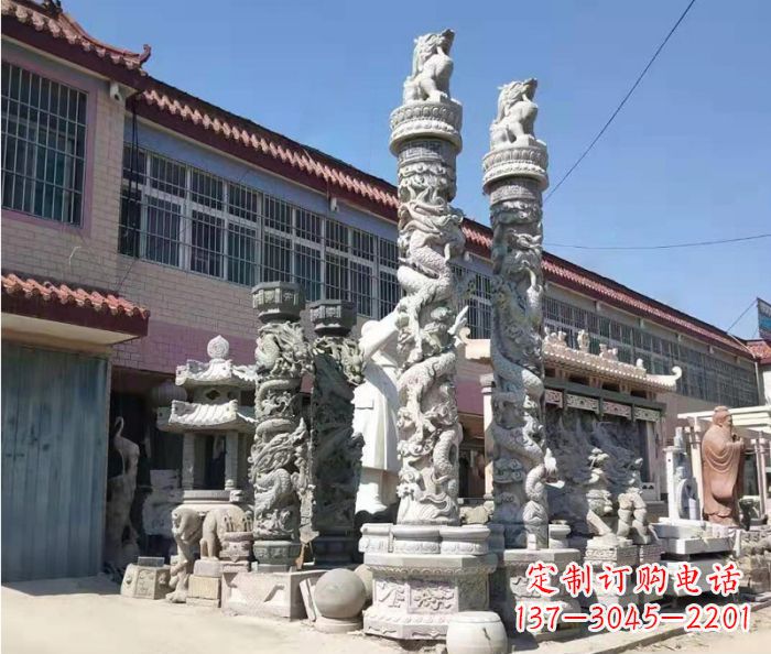 广场景观大理石龙柱石雕_1
