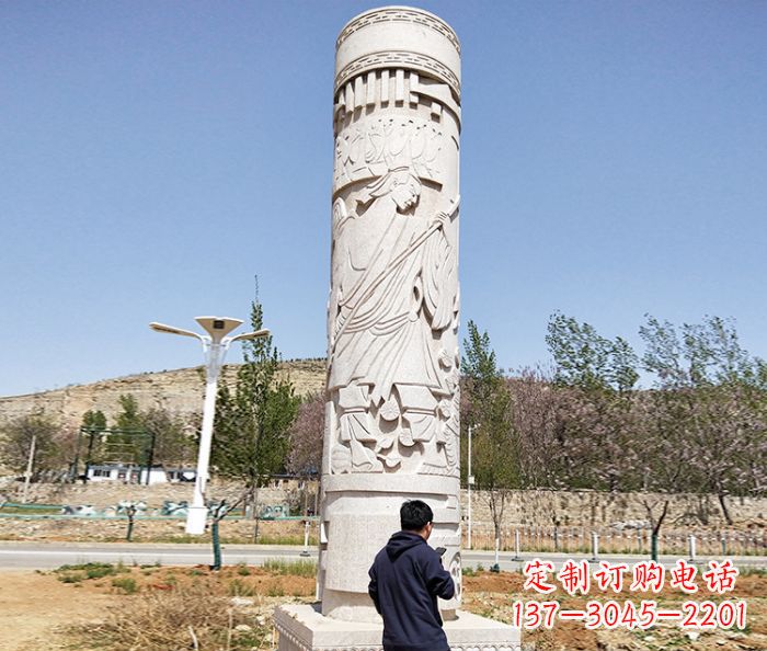 广场景观大理石文化柱石雕 (3)