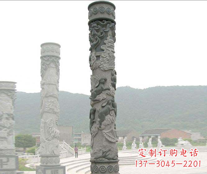 广场景观仿古12生肖石柱