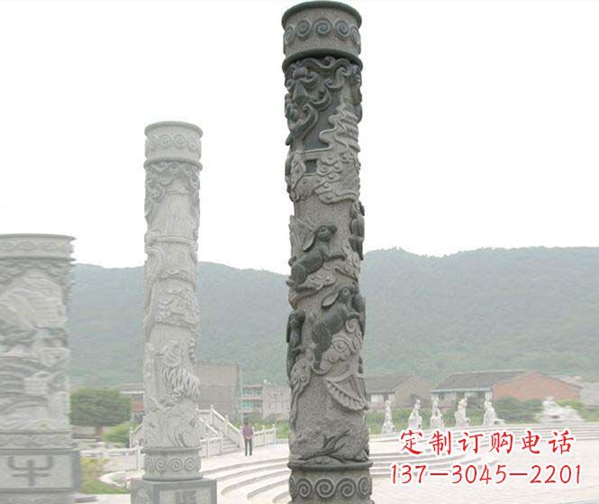 广场景观仿古12生肖石柱 (2)