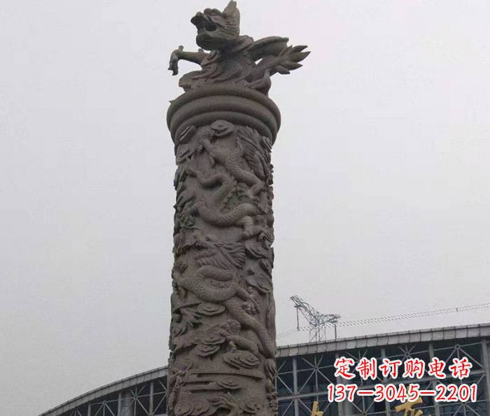 广场景观仿古盘龙柱石雕 (3)