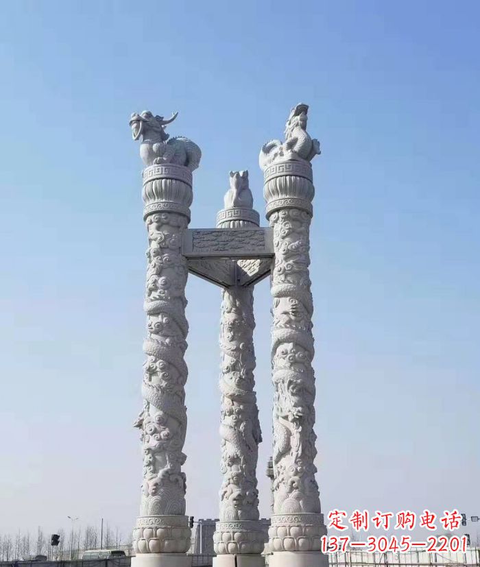 广场景观汉白玉12生肖石柱