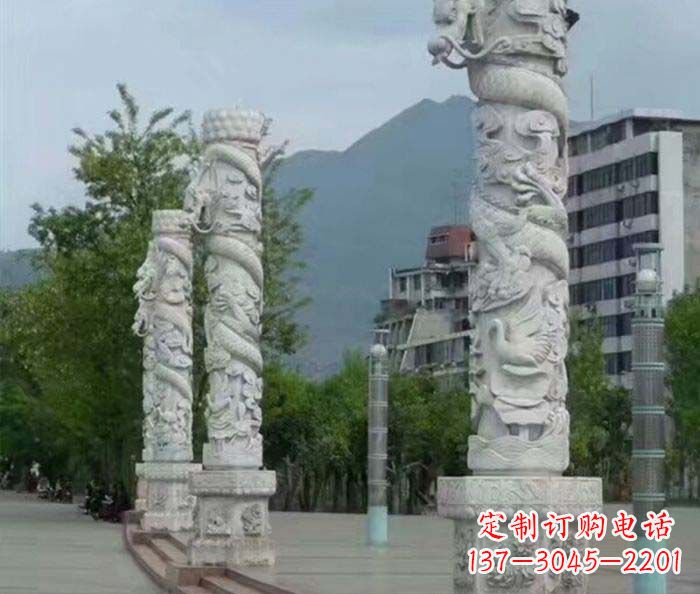 广场景观盘龙柱石雕 (2)