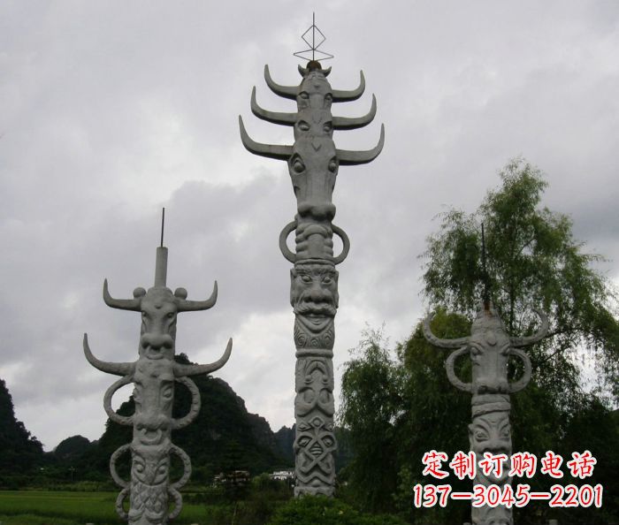 广场景观图腾柱石雕