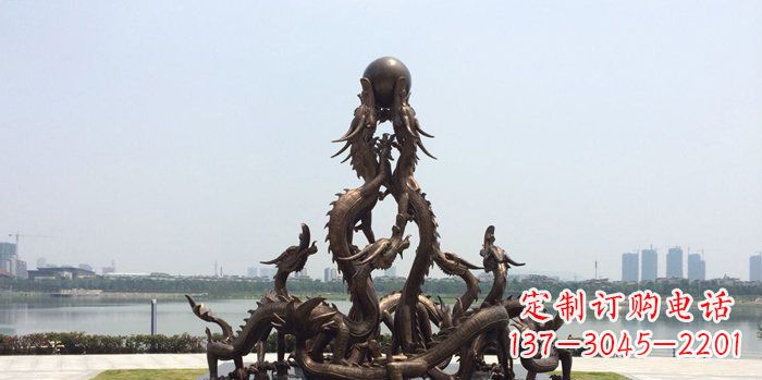 广场九龙戏珠铜龙铜雕