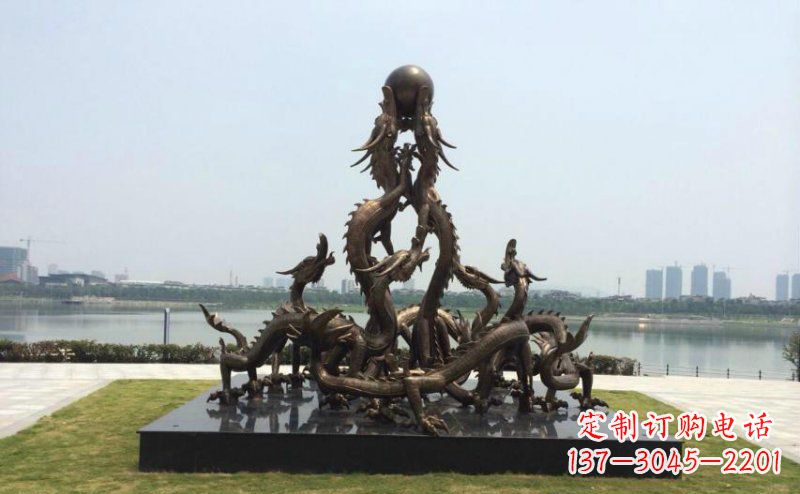 广场九龙不-锈-钢-雕-塑-