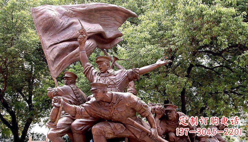 广场抗战人物景观铜雕