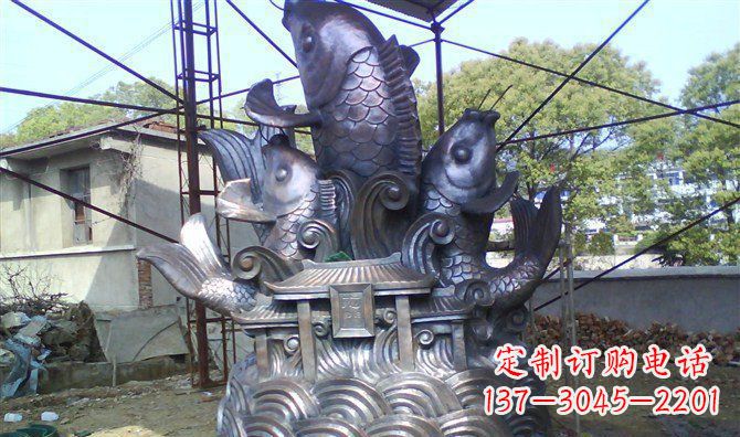 广场鲤鱼跃龙门景观铜雕
