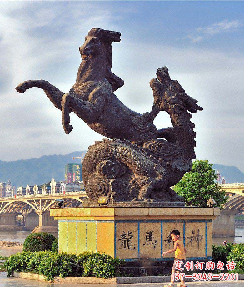 广场龙马精神动物铜雕
