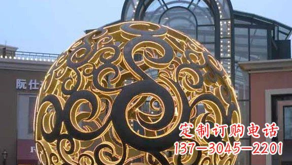 广场镂空球喷泉不-锈-钢-雕-塑-